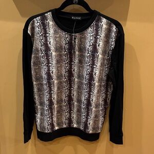 Paniz Women Snake Print Top in Black and Brown size Large : New With Tags